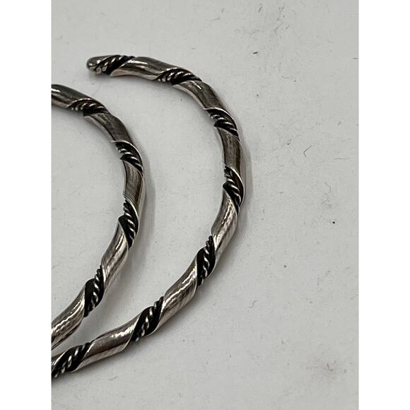 Sterling Silver 925 Vintage Navajo Rope Twist Thin Cuff Bracelet Stacked Set - Picture 7 of 8